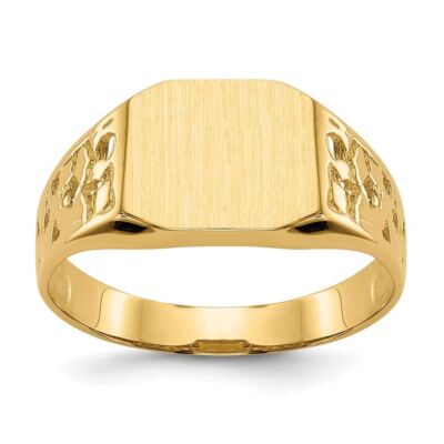 Pre-owned Diamond2deal 10k Yellow Gold 9.0x10.5mm Open Back Signet Ring For Mens Size9