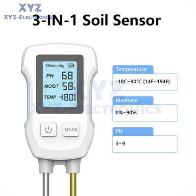 3 in 1 Soil PH Tester LCD Screen Soil Temperature/Humidity Meter Garden Planting