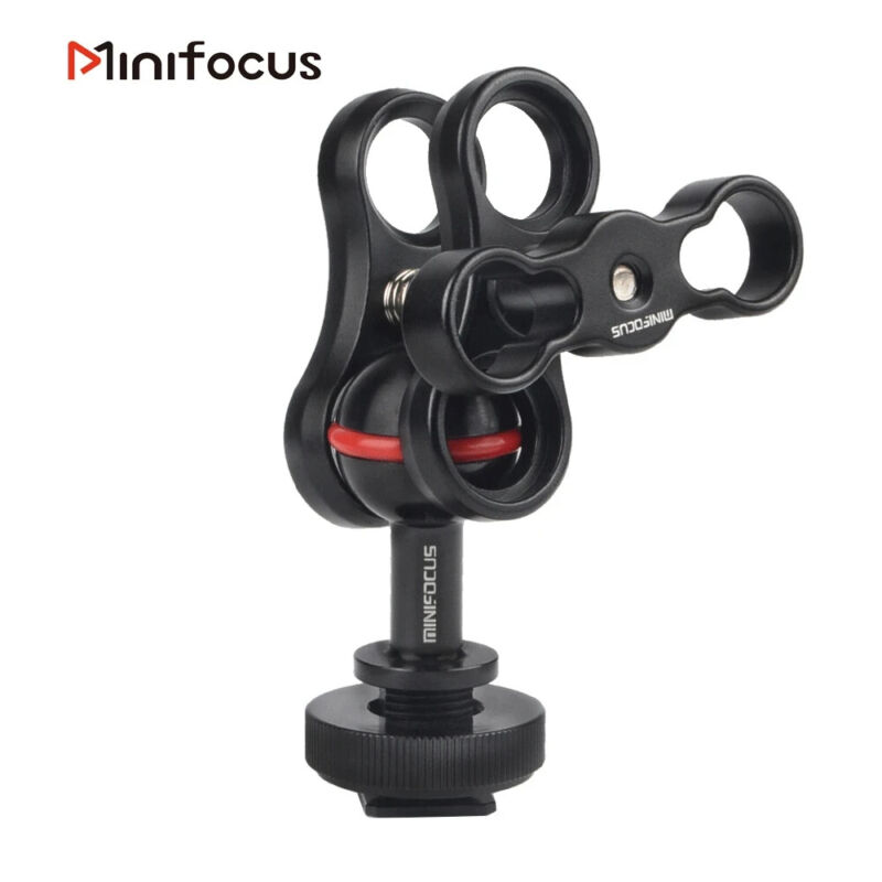 Cold Shoe Mount Adapter W/ Butterfly Clip Ball Clamp For Underwater Cam Diving