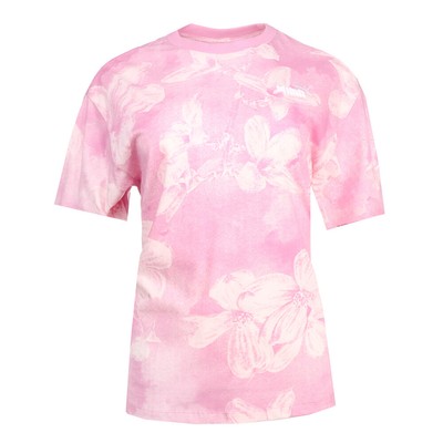 Женская розовая футболка с круглым вырезом и коротким рукавом Puma Essentials + цветочный рисунок Casua