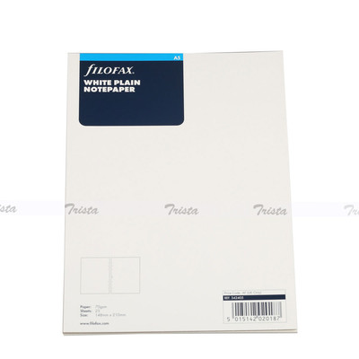 Filofax A5 Size Organiser White Plain Notepaper Refill Insert Accessory - 342405