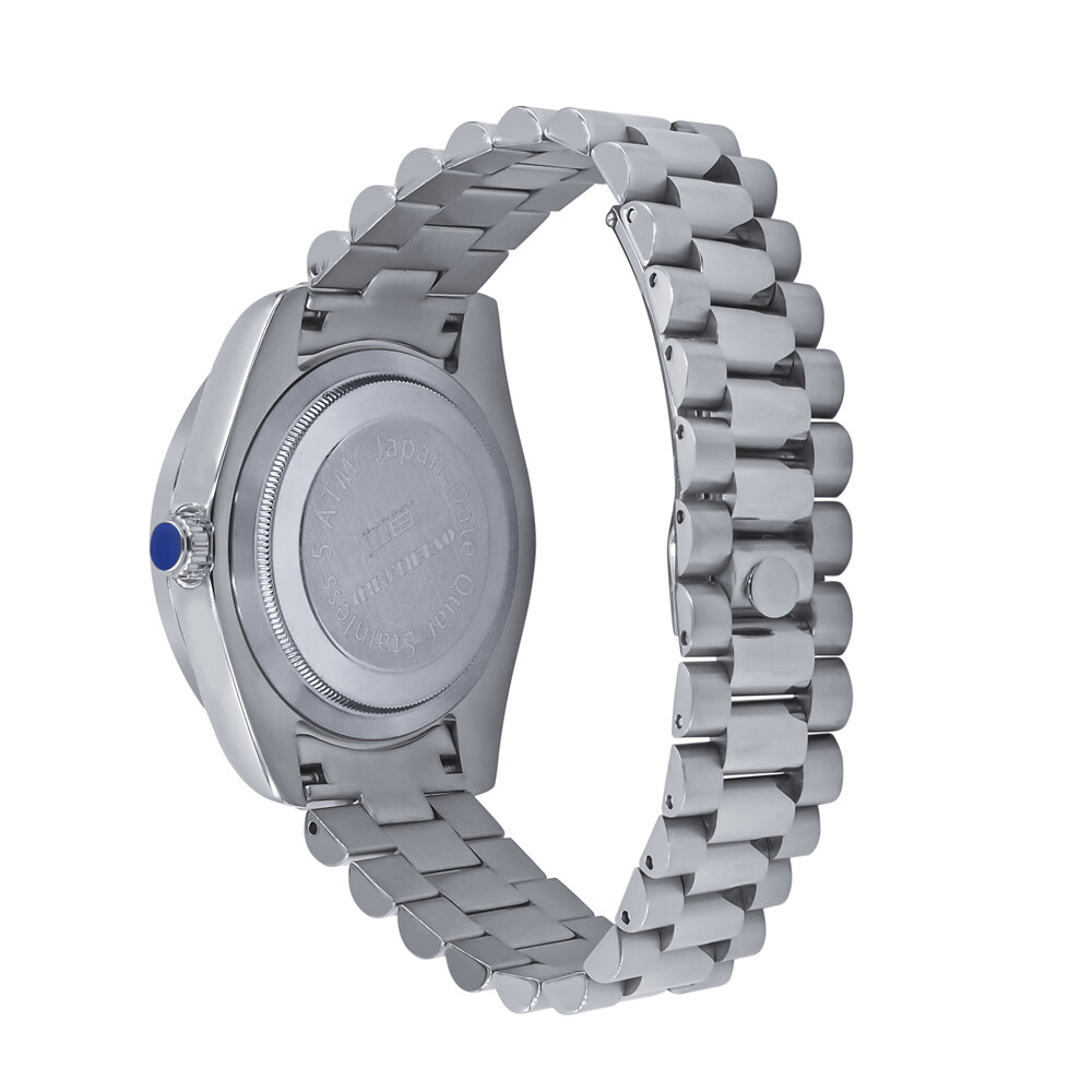 Pre-owned Bling Master - Majesty Solid Steel 18k White Gold Red Dial Simulated Diamond Mens President Watch 40mm