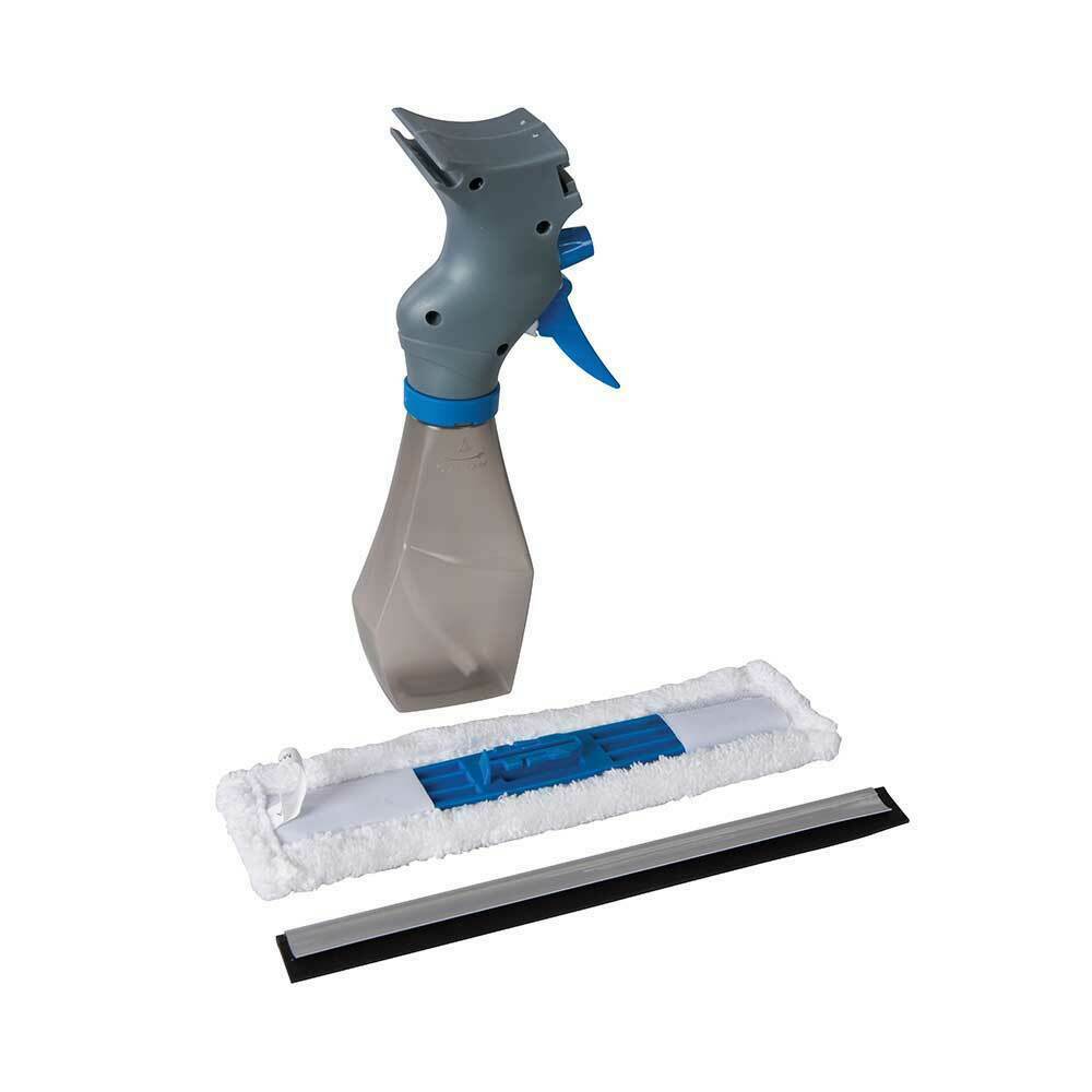 Rubber Squeegee Window Cleaner And Microfibre Glass Wiper, Twin Pack 14" Multipurpose Professional Cleaning Kit For Window, Car, Bathroom & Shower