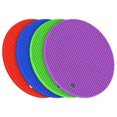 4 Pack Silicone Round Trivet Mats Heat Resistant Pot Holders for Kitchen Counter