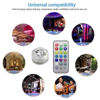 RGB Led Mini Submersible Lights with Remote Small Underwater Led Tea Lights