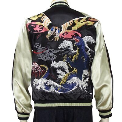 Sukajan Godzilla Mothra Reversible Satin Embroidery Jacket GZSJ-004 S-2XL Japan