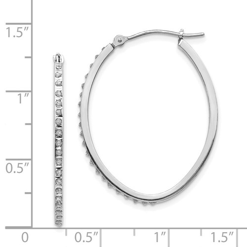 Pre-owned Goldia 14k White Gold Diamond Fascination Oval Hinged Hoop Earrings In Yellow