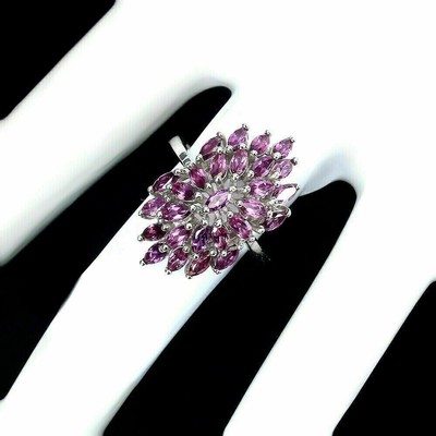 Ring Pink Rhodolite Genuine Natural Mined Gems Solid Sterling Silver P 1/2 US 8