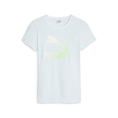 Женская футболка с круглым вырезом и коротким рукавом с логотипом Puma Classics, синие повседневные топы