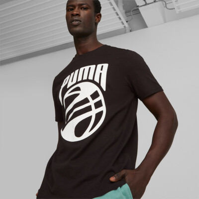 

Баскетбольная футболка Puma Posterize Мужская черно-белая, Черный, Puma Posterize Basketball T-Shirt
