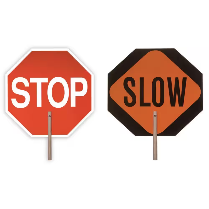 Stop Slow Paddle Sign 18 in Handheld Traffic Crossing Guard Safety Flagger Sign