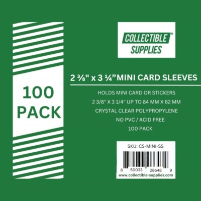 2 3/8" x 3 1/4" Mini Card Soft Sleeves for Mini Cards or Stickers - 100 Pack