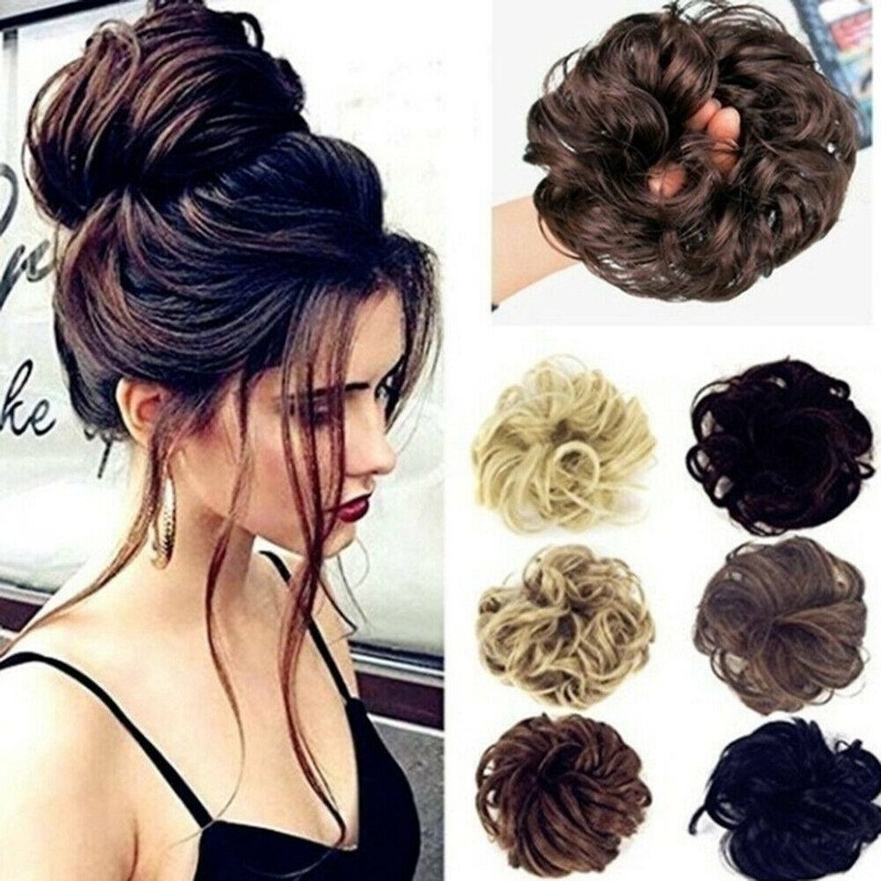 Ladies Chic Easy Curly Hair Messy Bun Claw Clamp Drawstring Hair