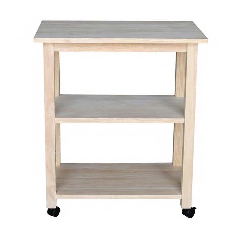 Unfinished Microwave Cart with Shelves
