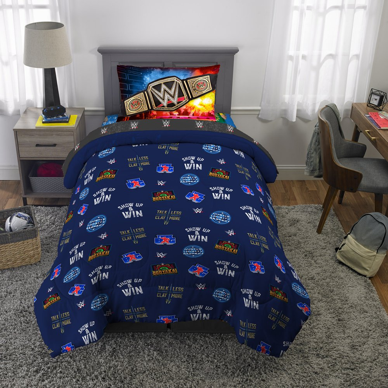 WWE Bed in a Bag Twin Size 4-Pieces Bedding Set Comforter and Sheets Kids Gift