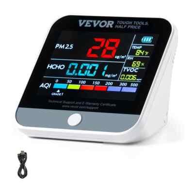 VEVOR Air Quality Monitor 8 in. PM2.5 Particle Counter, Formaldehyde Temperature
