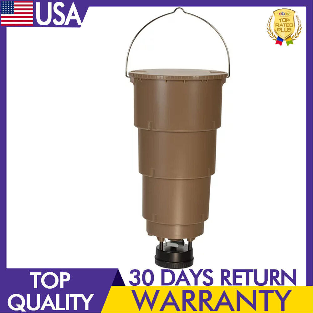 Deer Feeder All In 1 Hanging 5 Gal Adjustable Timer Plastic Tapered Bucket Metal