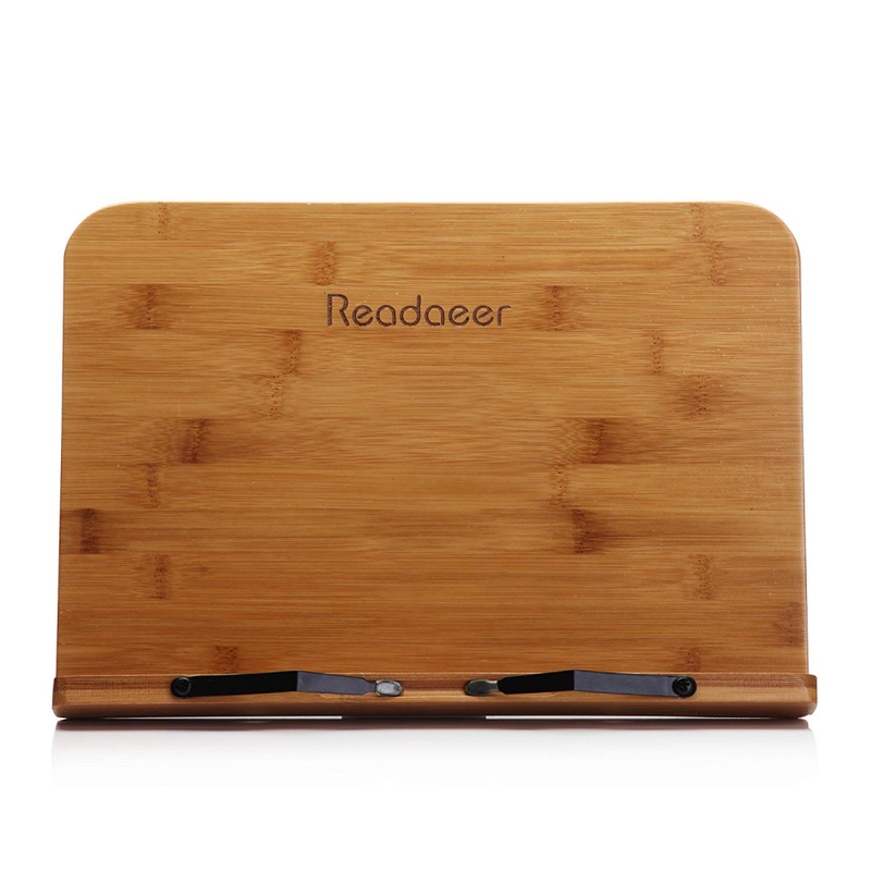 Bamboo Book Stand Adjustable Document Cookbook Holder Reading Rest Desk Rack