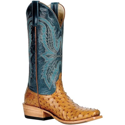 Pre-owned Macie Bean Ladies Antique Saddle Full Quill Ostrich Navy Boots M9503 In Blue