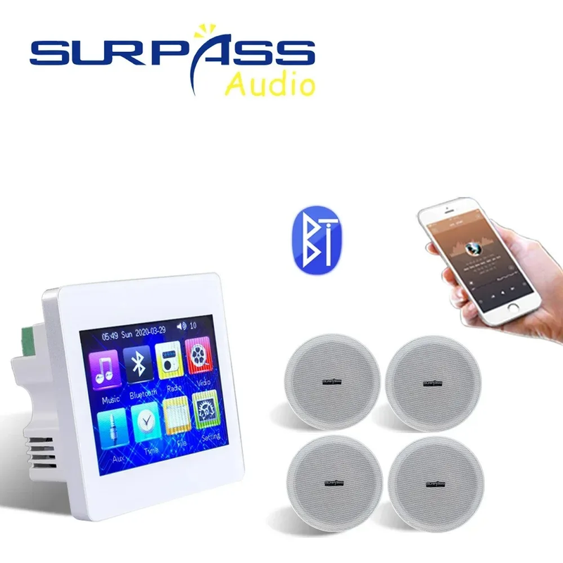 Home Audio 4*25W Bluetooth In Wall Amplifier Stereo Sound Music Panel PA System
