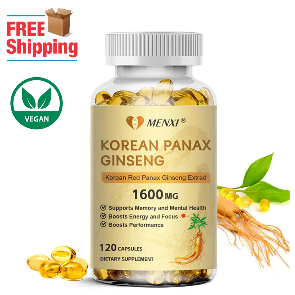 Korean Red Panax Ginseng 1600mg - 120 Capsules - High Strength NON-GMO