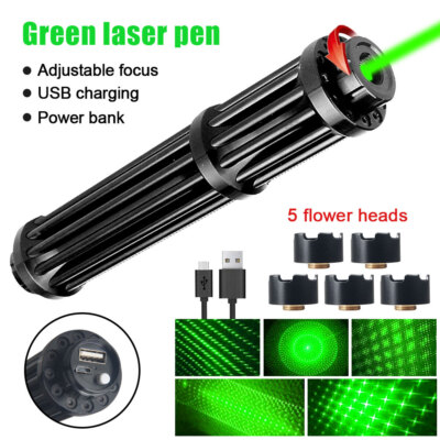Green Laser Pointer Visible Dot Light 10 Watt 532nm USB Rechargeable