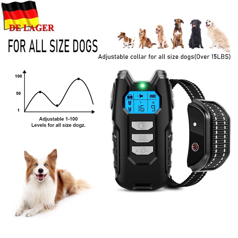 Antibell & Ferntrainer Erziehungshalsband Hunde Antibark Vibration Ton 300M DE