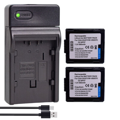 2x Battery +Charger for HITACHI DZ-BP07PW BP14S DZ-GX5020A DZ-BP07PW DZ-HS500A