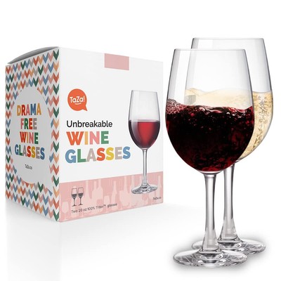 Outdoor All-Purpose Wine Glasses with Stems 20oz, Set of 2, Unbreakable Trita...