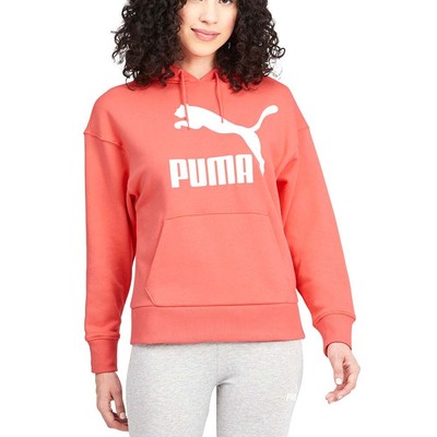 

Puma Classics Logo Pullover Hoodie Женская оранжевая повседневная спортивная верхняя одежда 53186, Оранжевый, Puma Classics Logo Pullover Hoodie