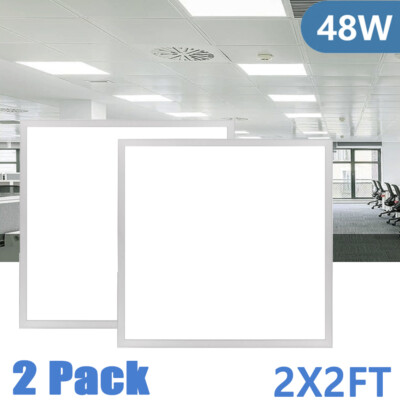 2 Pack 2X2FT LED Flat Panel Light 48W Drop Ceiling Troffer Recessed Light 4000K