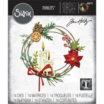 Tim Holtz Sizzix Thinlits Die ~ VAULT FESTIVE WREATH ~ 666715