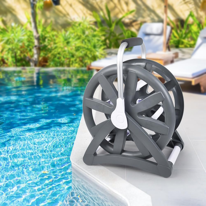 Swimming Pool Vacuum Hose Reel, Easily Store and Prevent Kinks, Carry Handle