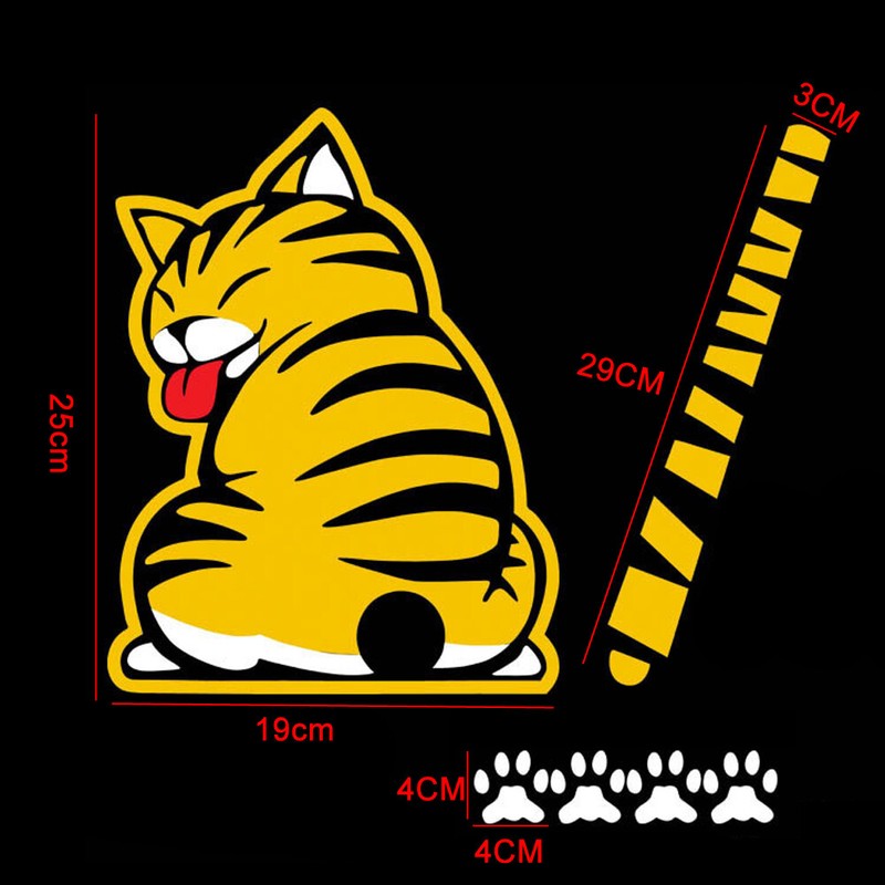 Jaune Chat Patte Queue Pare Brise Essuie Glace Cartoon Autocollant Voiture Accessoires Ebay