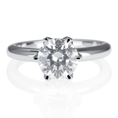 1 Carat H/SI2 Ladies Diamond Engagement Ring Round Cut 14K White Gold