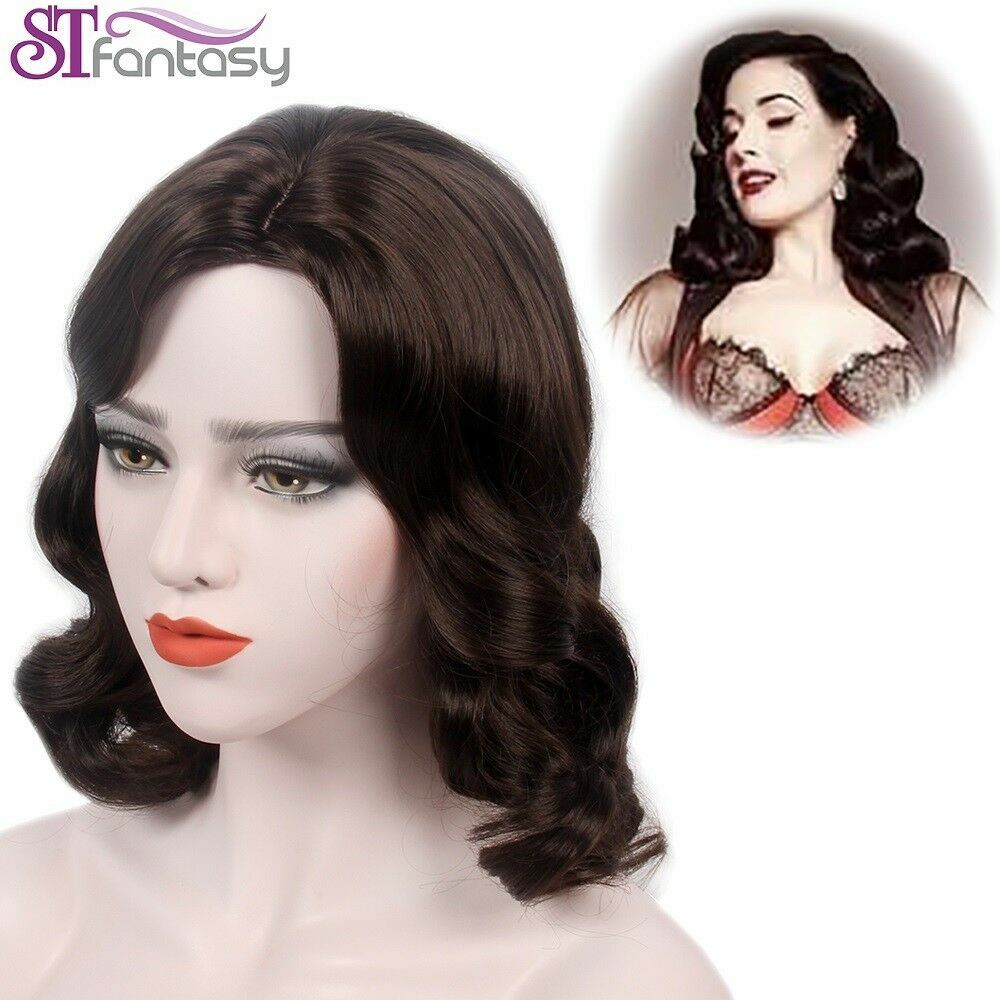 Finger Wave Wig 1920s Women Mid Curly Cosplay Hair Fancy Dress