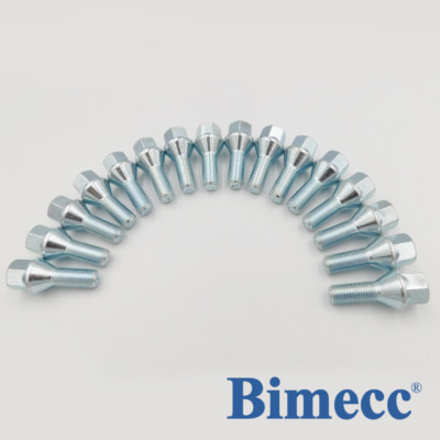 M14x1.25, 27mm Wheel Bolts Bimecc (Chrome) x 16 For BMW 7 Series F01 F02 G11 G12