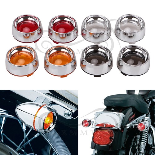 Pair Bullet Style Turn Signal Visor Lens Cover For Harley Touring
