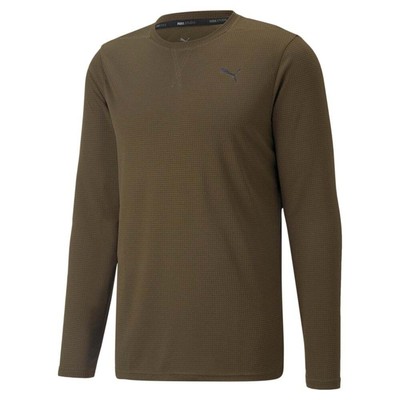 

Puma Studio Waffle Crew Neck Long Sleeve Athletic T-Shirt Mens Green Casual Tops, Зеленый, Puma Studio Waffle Crew Neck Long Sleeve Athletic T-Shirt