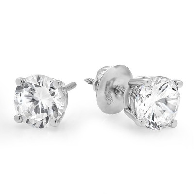 Pre-owned Pucci 2.0ct Round Cut Solitaire Synthetic Moissanite Stud Earrings 14k White Gold In D