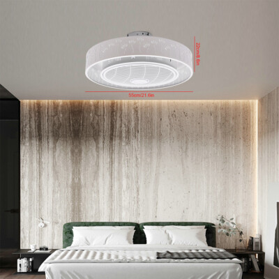 22'' Modern Ceiling Fan Remote Control Dimmable LED Light Flush Mount Chandelier