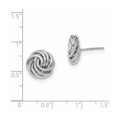 Pre-owned Superdealsforeverything Real 14kt White Gold Polished Textured Fancy Swirl Post Earrings