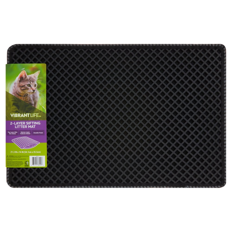 Vibrant Life 2-Layer Sifting Cat Litter Mat, Black, 21.3" X 