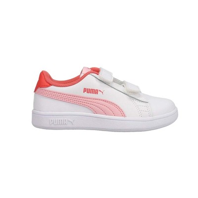 

Молодежные слипоны Puma Smash V2 LV для мальчиков, оранжевые, розовые, белые повседневные кроссовки, Orange;pink;white, Puma Smash V2 L V Slip On Youth