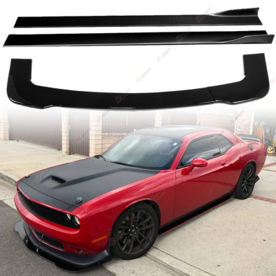 For Challenger SRT 2008-2021 Front Lip Splitter + Side Skirts Gloss Black