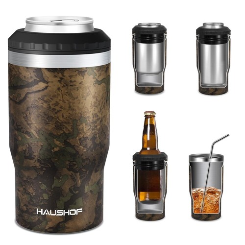 HAUSHOF 12oz Can Cooler 4 in 1  Stainless Steel Insulated Beer Can Cooler Holder