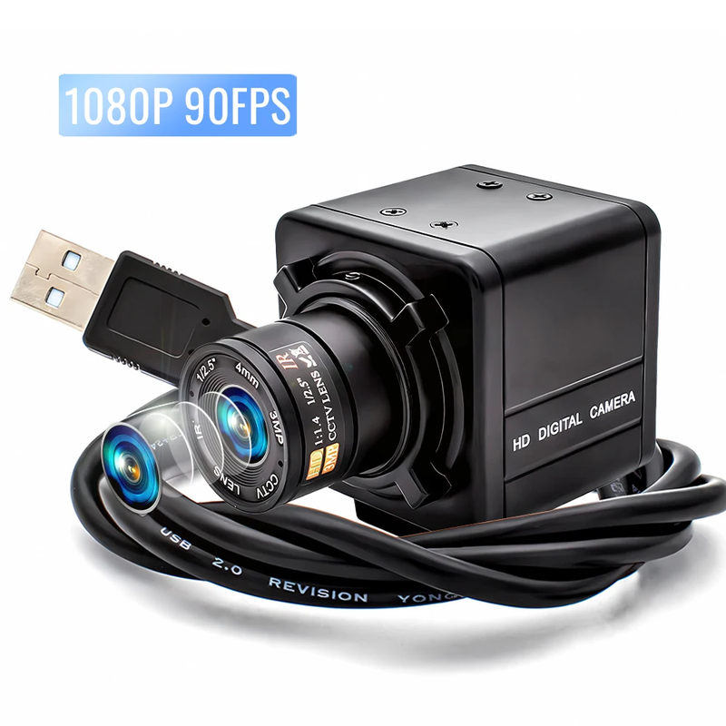 Global Shutter USB Camera 1080P 90FPS Industrial Metal Box With Fixed Focal Lens