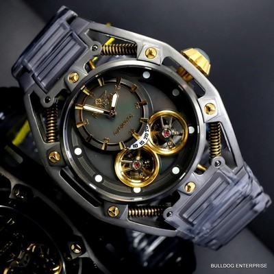 Pre-owned Invicta S1 Rally Double Open Heart Automatic Gunmetal Steel 52mm Watch