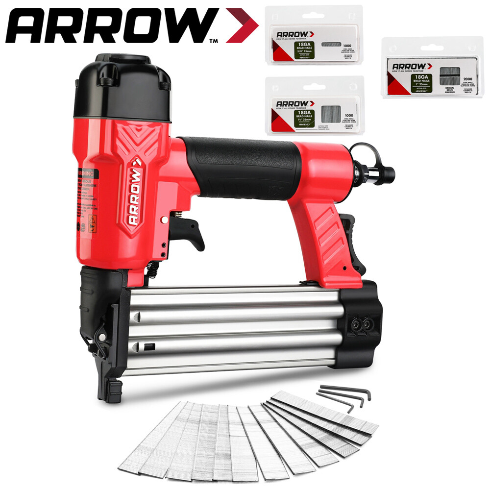 Arrow 18 Gauge Pneumatic Brad Nailer Set with 4000 PCS Nails Upholstery Nail Gun