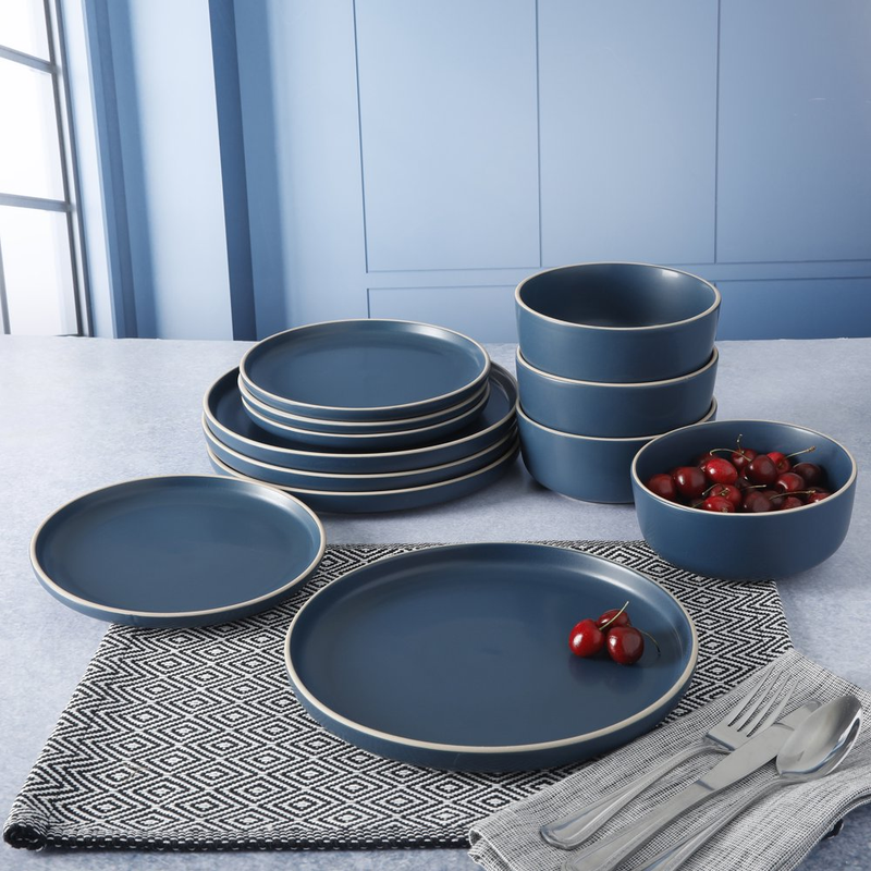 DINNERWARE SETS Stoneware Ceramic12-Piece Set Multiple Colors